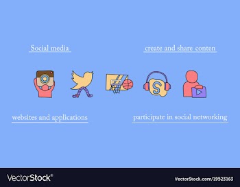 Social network symbols in speech balloons vector image