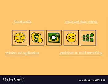 Social network symbols in speech balloons vector image