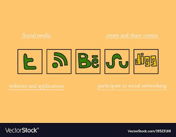 Social network symbols in speech balloons vector image