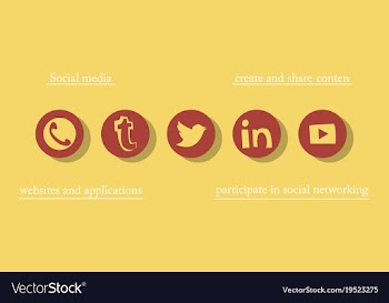 Social network symbols in speech balloons vector image