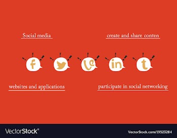 Social network symbols in speech balloons vector image