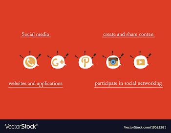 Social network symbols in speech balloons vector image