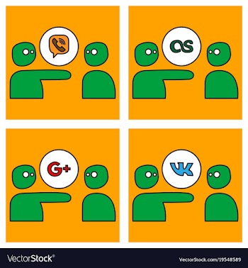 Social network symbols in speech balloons vector image