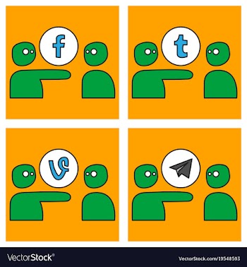 Social network symbols in speech balloons vector image