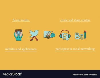 Social network symbols in speech balloons vector image