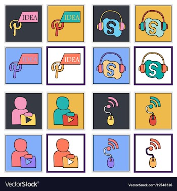 Social network symbols in speech balloons vector image