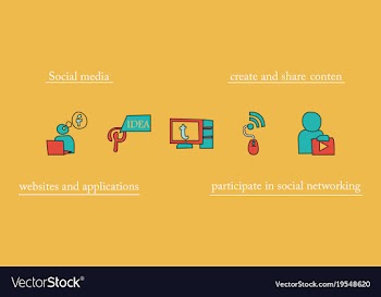 Social network symbols in speech balloons vector image