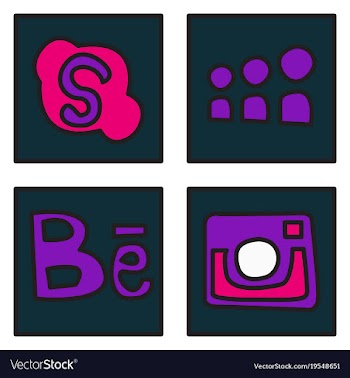 Social network symbols in speech balloons vector image