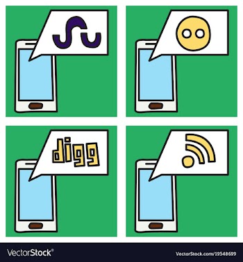 Social network symbols in speech balloons vector image