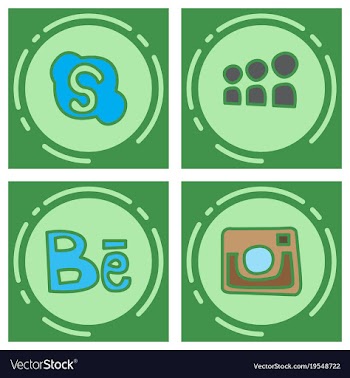 Social network symbols in speech balloons vector image