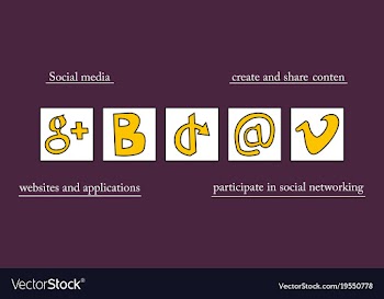 Social network symbols in speech balloons vector image