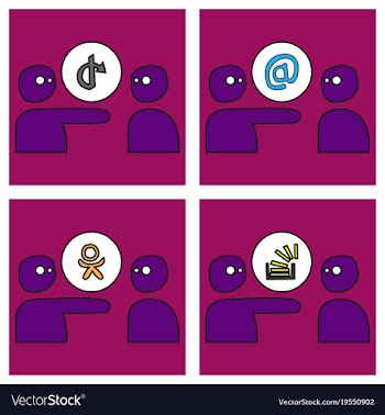Social network symbols in speech balloons vector image