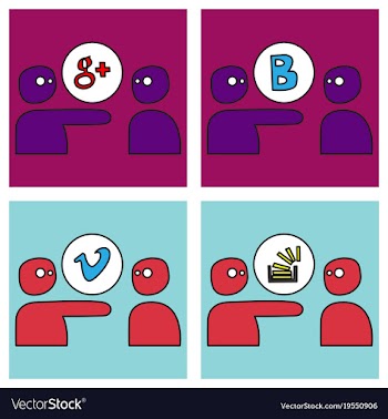 Social network symbols in speech balloons vector image