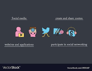 Social network symbols in speech balloons vector image