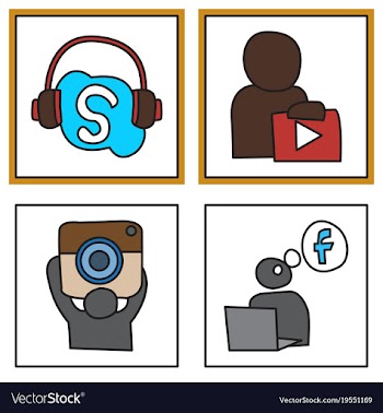 Social network symbols in speech balloons vector image