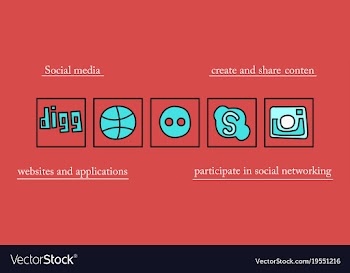 Social network symbols in speech balloons vector image