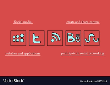 Social network symbols in speech balloons vector image