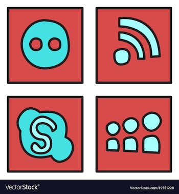 Social network symbols in speech balloons vector image