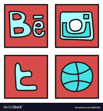 Social network symbols in speech balloons vector image
