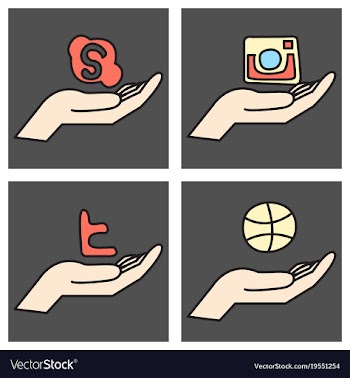 Social network symbols in speech balloons vector image