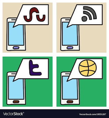 Social network symbols in speech balloons vector image