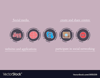 Social network symbols in speech balloons vector image