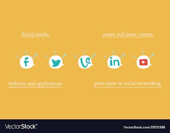 Social network symbols in speech balloons vector image