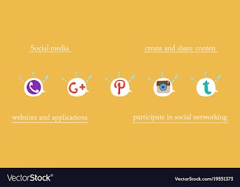 Social network symbols in speech balloons vector image
