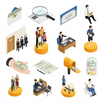 Social security isometric icons Free Vector