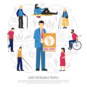 Social support for disabled people composition Free Vector