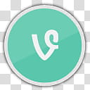 Socialite Icons, Vine, round white and teal frame illustration transparent background PNG clipart
