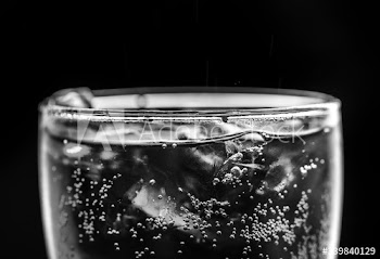 Soda with ice macro shot