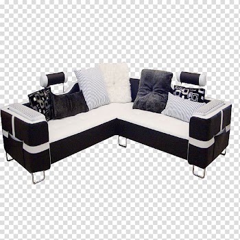 Sofa bed Black and white Couch, Black and white sofa transparent background PNG clipart