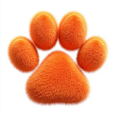 Soft Fluffy Cartoon Paw Print in Vibrant Orange Soft Fluffy Cartoon Paw Print in Vibrant Orange