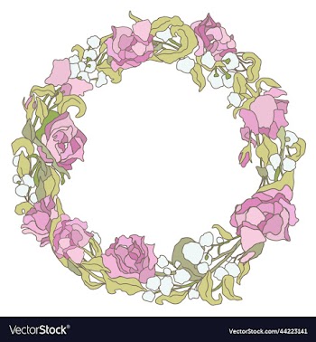 soft pastel circle floral frame isolated