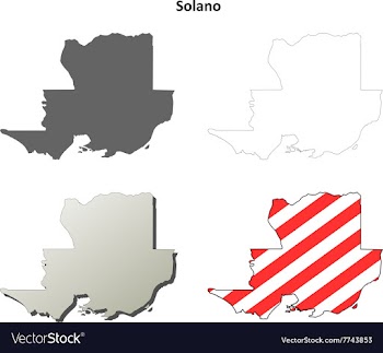 Solano County California outline map set vector image