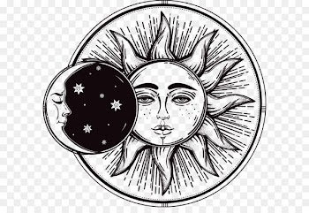 Solar eclipse of August 21, 2017 Lunar eclipse Drawing - Hand-painted sun and moon 