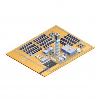 Solar station model isometric image