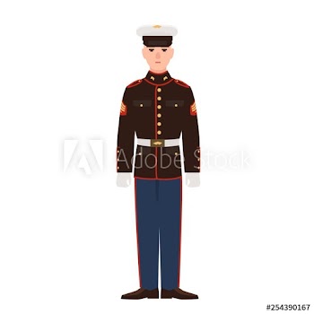 Soldier of USA armed force wearing parade uniform and cap