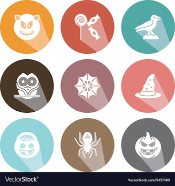 Solid icons celebration Halloween shadow vector image