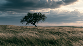 Solitary Ancient Tree on Rolling Landscape