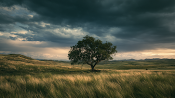 Solitary Ancient Tree Under Dramatic Sky
