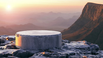 Solitary Circular Stone Platform at Sunset