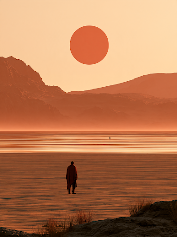 Solitary Figure at Sunset