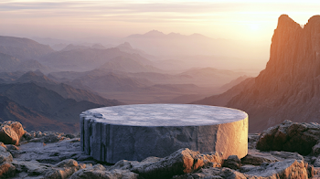 Solitary Stone Platform at Sunset