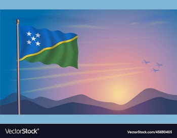 solomon islands flag in the morning sun