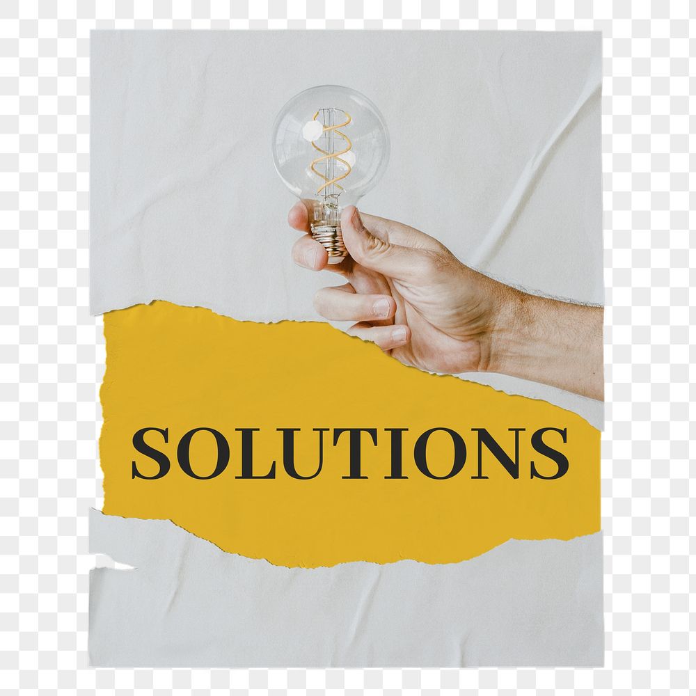 Solutions png poster, light bulb | Free PNG - rawpixel