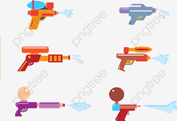Songkran Water Gun Collection, Water Vector, Gun Vector, Water Jet ...