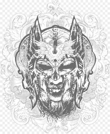 Sons of Odin Thor - Gray hand painted Raytheon son face vector 