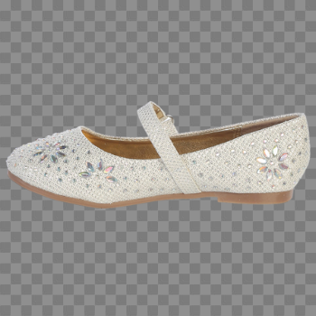Sophias Style - Little Girls Ivory Glitter Floral Stud Flat Shoes ...